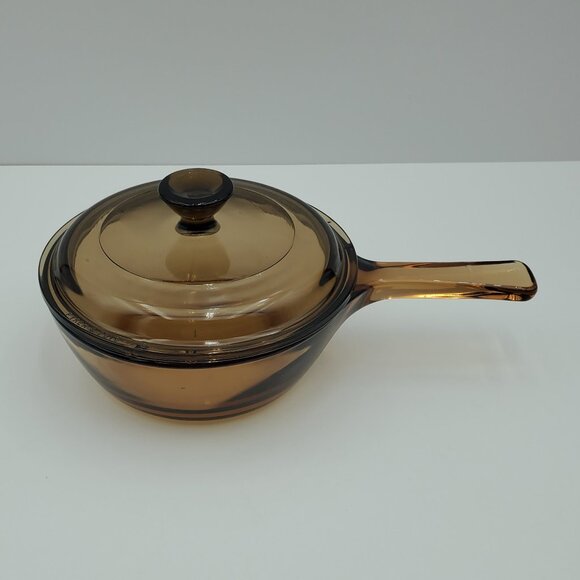 Corning Visions .5 L Saucepan with Lid Amber Vision 1 Pint Sauce Pan - Picture 1 of 5